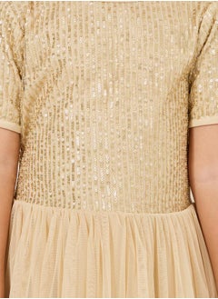 Styli Sequined Mesh Insert Dress  - Image 3