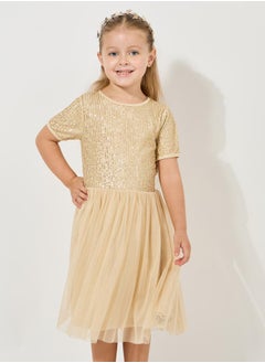 Styli Sequined Mesh Insert Dress  - Image 2