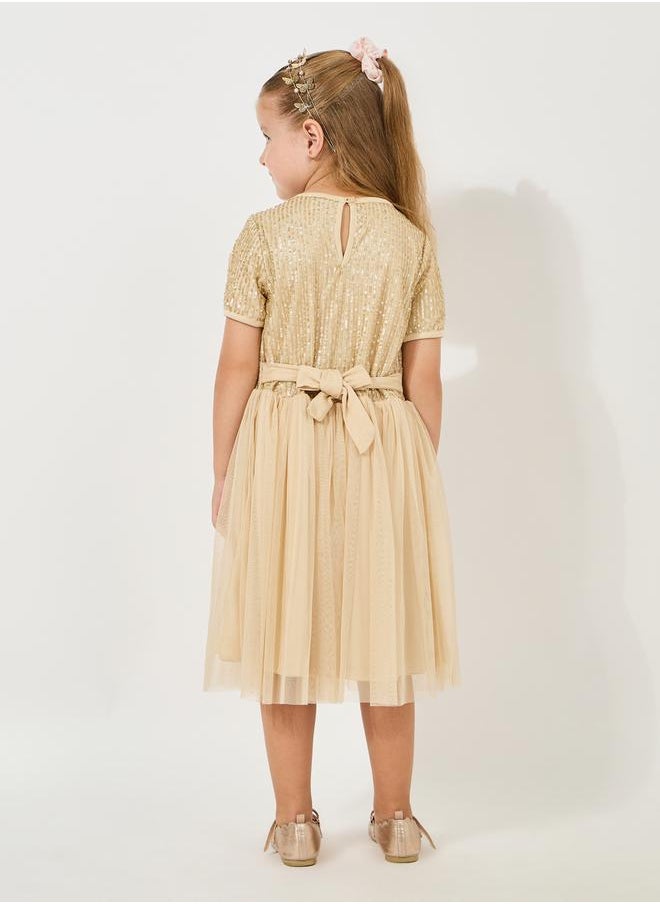 Styli Sequined Mesh Insert Dress  - Image 4