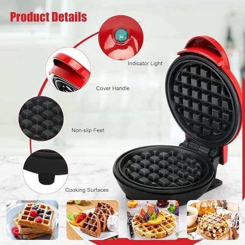 Ramview Ramview Waffles Maker Machine For Home 3 in 1 Electric Waffle Iron with NonStick Dual Side Plate Pancake Maker For Individual Belgian Waffles 4 Inch 350 Watts Mult  - Image 2