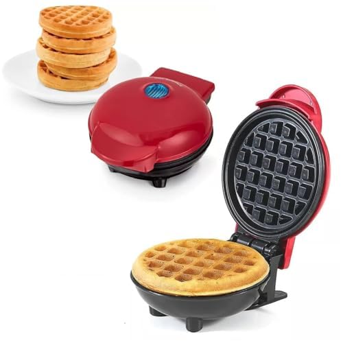 Ramview Ramview Waffles Maker Machine For Home 3 in 1 Electric Waffle Iron with NonStick Dual Side Plate Pancake Maker For Individual Belgian Waffles 4 Inch 350 Watts Mult  - Image 1
