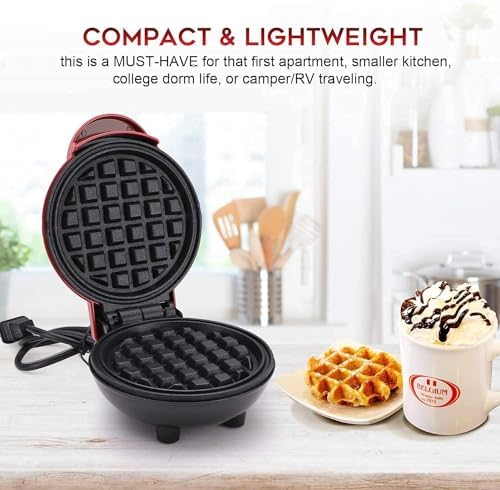 Ramview Ramview Waffles Maker Machine For Home 3 in 1 Electric Waffle Iron with NonStick Dual Side Plate Pancake Maker For Individual Belgian Waffles 4 Inch 350 Watts Mult  - Image 3