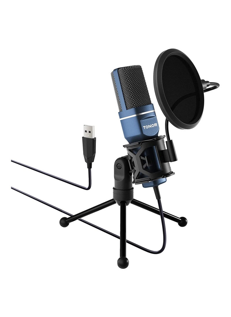 TONOR Podcast Microphone, USB Computer Microphone, Cardioid Condenser PC Mic with Tripod Stand and Pop Filter for Podcasting, Streaming, Vocal Recording, Compatible with PC & Laptop, PS4/5  - Image 1