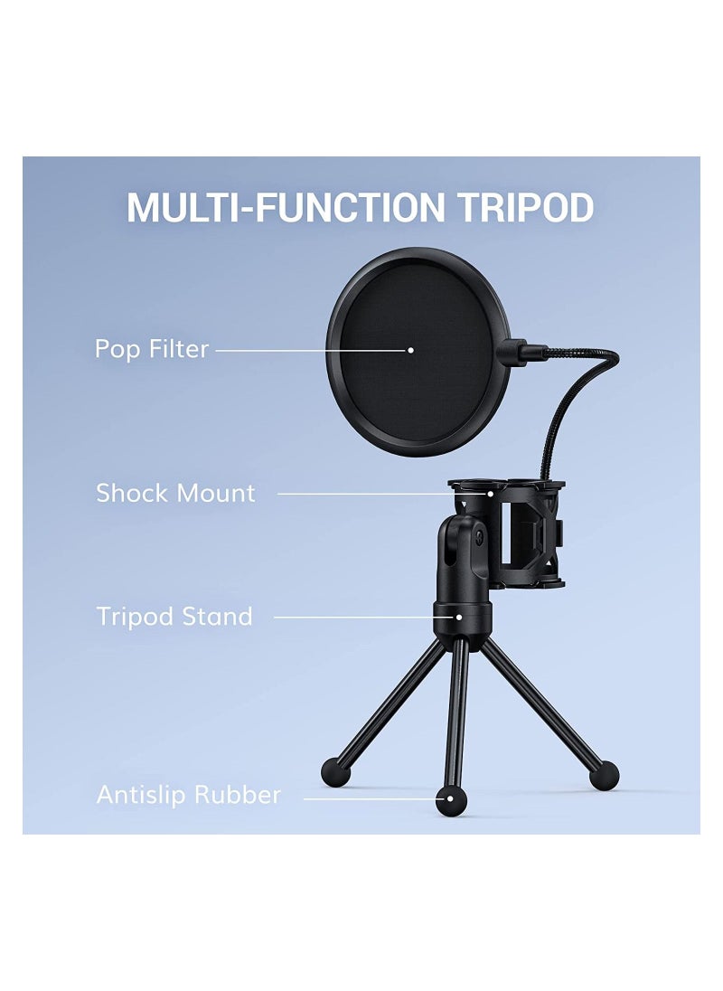 TONOR Podcast Microphone, USB Computer Microphone, Cardioid Condenser PC Mic with Tripod Stand and Pop Filter for Podcasting, Streaming, Vocal Recording, Compatible with PC & Laptop, PS4/5  - Image 5
