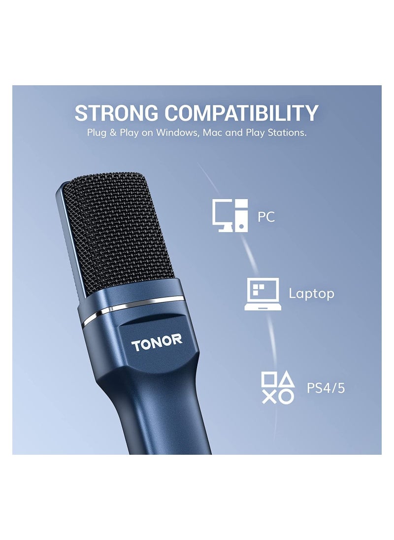 TONOR Podcast Microphone, USB Computer Microphone, Cardioid Condenser PC Mic with Tripod Stand and Pop Filter for Podcasting, Streaming, Vocal Recording, Compatible with PC & Laptop, PS4/5  - Image 4