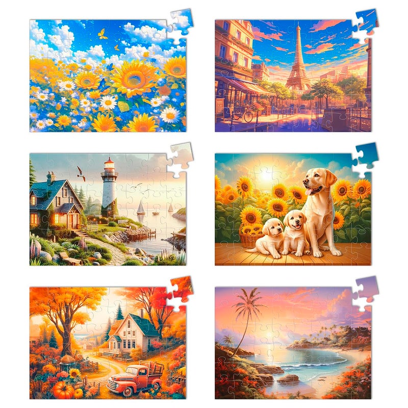 Yigney 6 Pack 48 Large Piece Jigsaw Puzzles for Seniors Alzheimer Products for Elderly Dementia Activities Memory Game for Patients in Nursing Home with Storage Box - Image 2