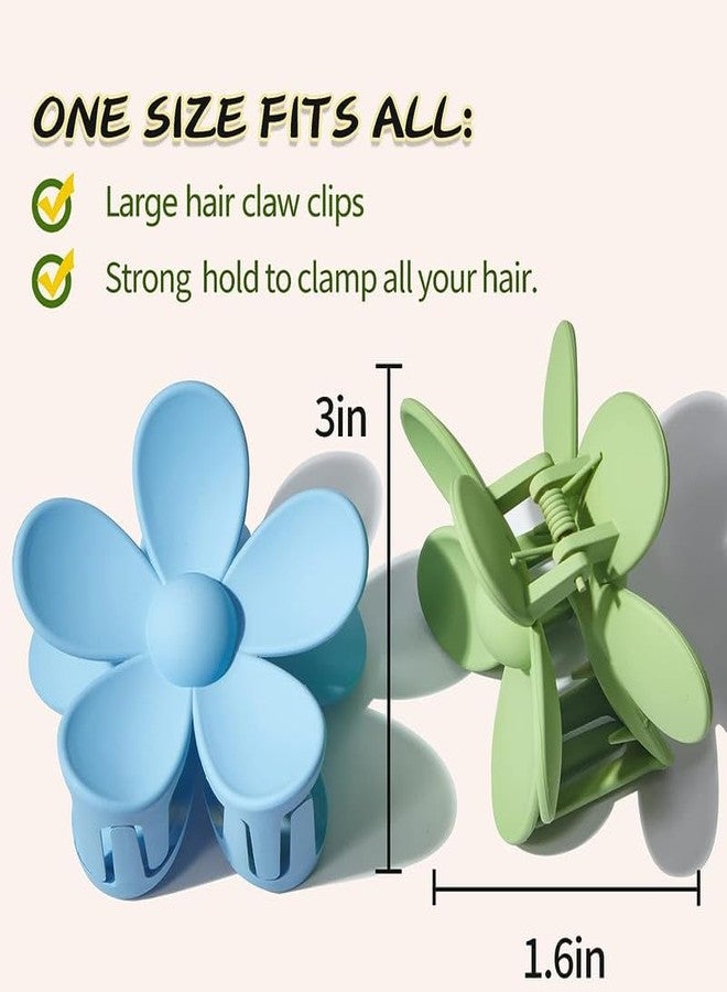 CHANDERKASH 6PCS Matte Big Floral Claw Clips 3" Large Claw Clips/Non-Slip Strong Hold Clips for Hair - Image 4