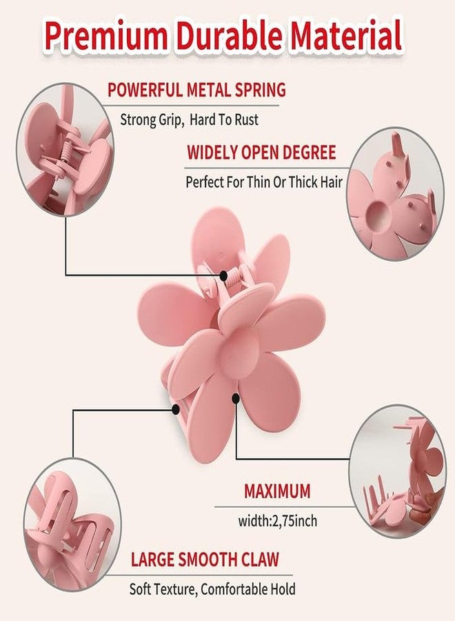 CHANDERKASH 6PCS Matte Big Floral Claw Clips 3" Large Claw Clips/Non-Slip Strong Hold Clips for Hair - Image 5