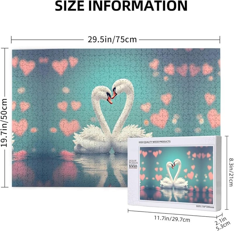 البجعة في الحب 1000 قطعة لغز للأشخاص البالغين ديكور المنزل 29.5 × 19.7 بوصة - Image 4