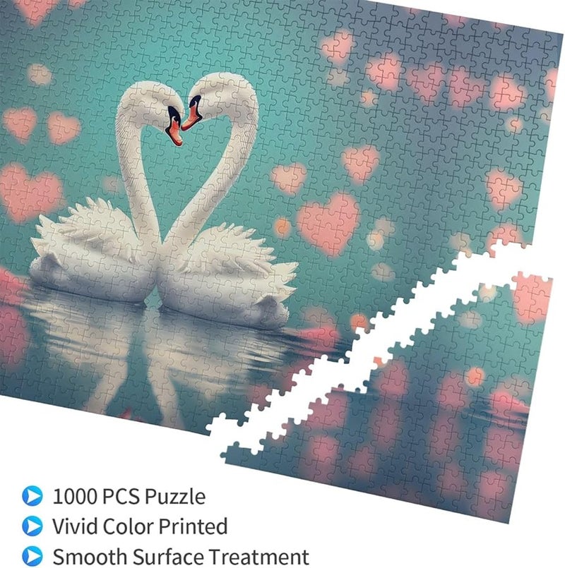البجعة في الحب 1000 قطعة لغز للأشخاص البالغين ديكور المنزل 29.5 × 19.7 بوصة - Image 3