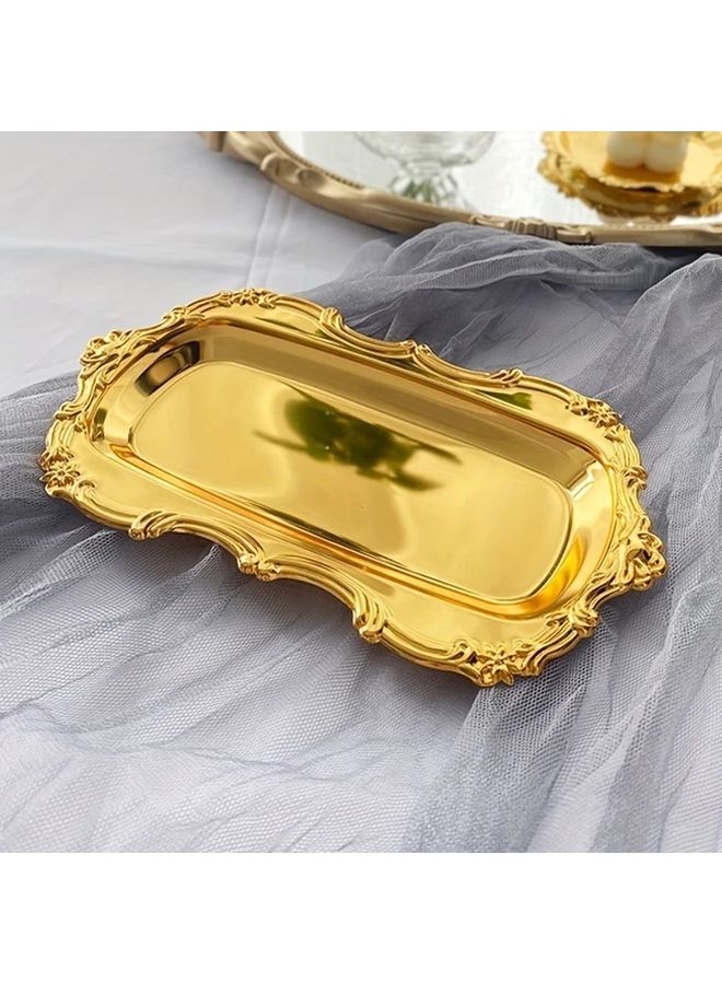 Silvery Decorative Serving Tray For Snacks Dim Sum Jewelry Home Hotel Table - Image 4