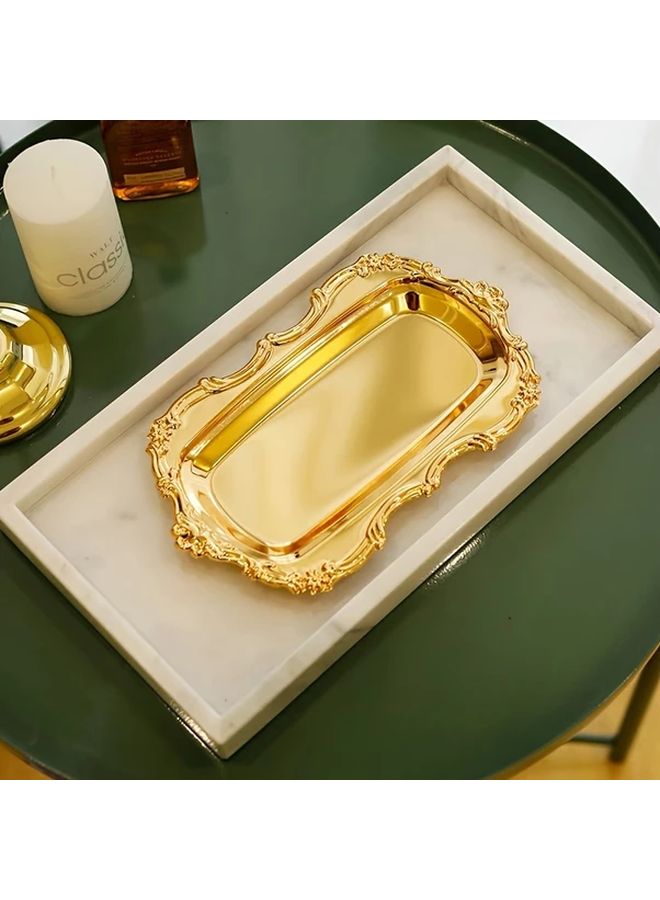 Silvery Decorative Serving Tray For Snacks Dim Sum Jewelry Home Hotel Table - Image 3