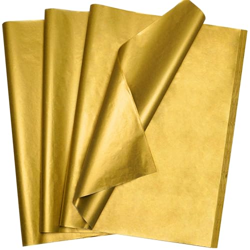 Bobobag 100 Sheets 14"X20" Metallic Gold Tissue Paper for Gift Bags, Christmas Gift Wrapping, Birthday,Anniversary, Holiday Decoration - Image 1