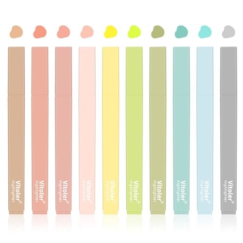 Vitoler Bible Highlighters with Soft Chisel Tip,10Pcs,Aesthetic No Bleed Dry Fast Easy to Hold, Bible Highlighters,Cute Highlighter for School Office Supplies - Image 1