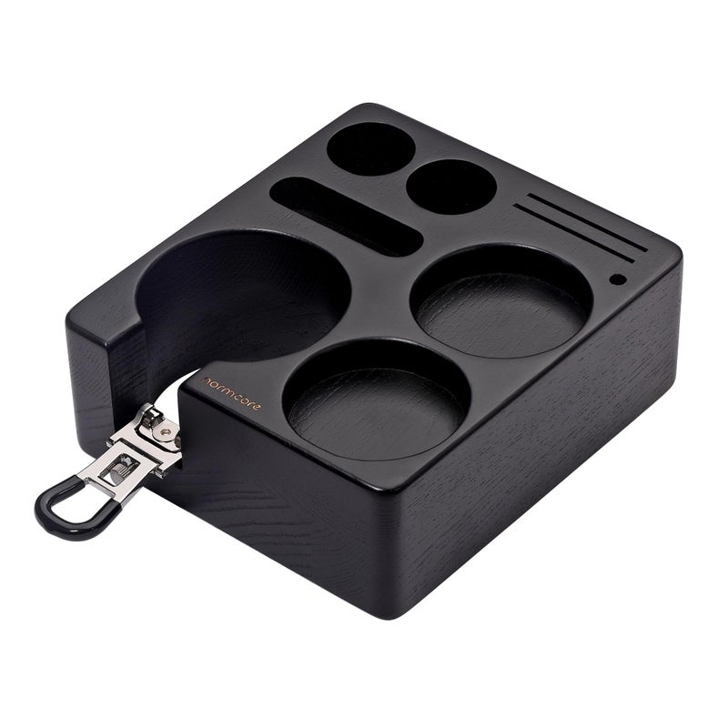 محطة ضغط الإسبريسو نورمكور الخشبية لتمبر القهوة ملحقات آلة الإسبريسو مقاس 51 إلى 54 مم تمبر القهوة موزع شاشة باك حامل بورتافلتر قاعدة من خشب الرماد الأسود الصلب