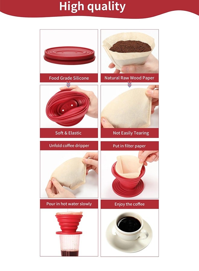 SUNDAREE طوي القهوة بالتنقيط ، قابلة لإعادة الاستخدام ، كوب واحد آلة القهوة ، قابلة للطي وسهلة للقيام ، ومناسبة للمشي ، والتخييم ، والأسرة ، ومكتب - Image 5