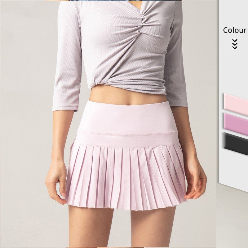 Summer New Women's Pleated Sports Culottes Breathable Quick-Drying Anti-Exposure Yoga Running Fitness Tennis Dance Skirt - Image 4
