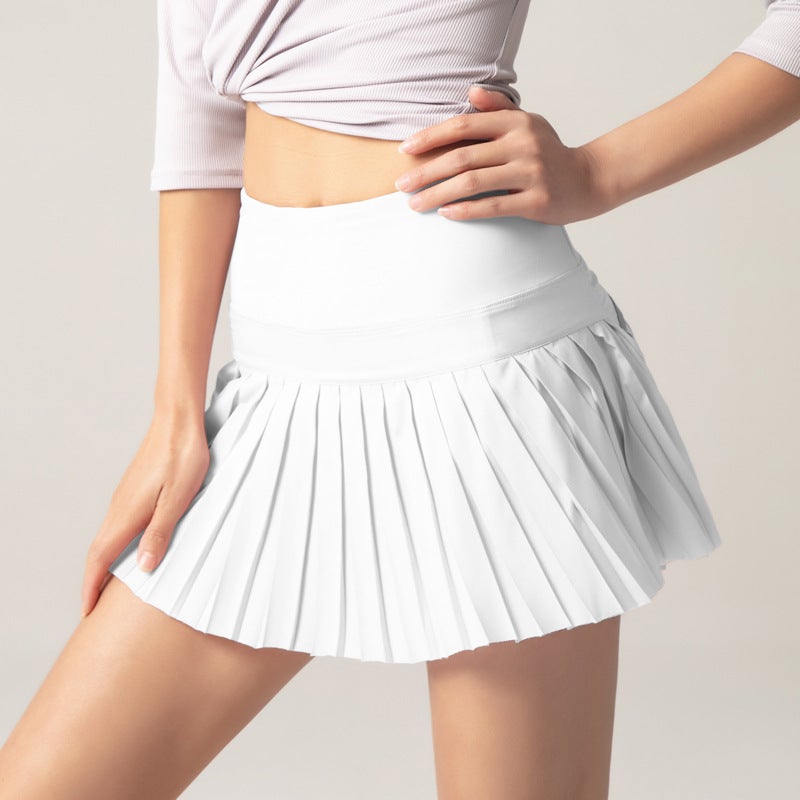 Summer New Women's Pleated Sports Culottes Breathable Quick-Drying Anti-Exposure Yoga Running Fitness Tennis Dance Skirt - Image 2