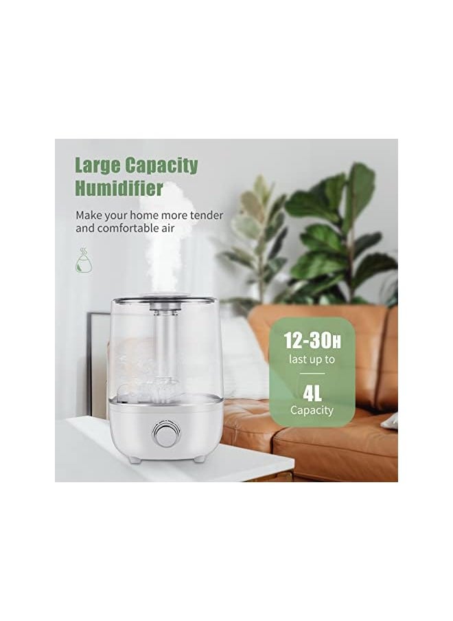 Humidifier For Bedroom 4L Air Humidifier Ultrasonic Cool Mist For Large Room 4L Humidifiers For Bedroom Air Humidifiers Aroma Diffuser With Extra Hose Nozzle Ultra Quiet Auto Shut Off