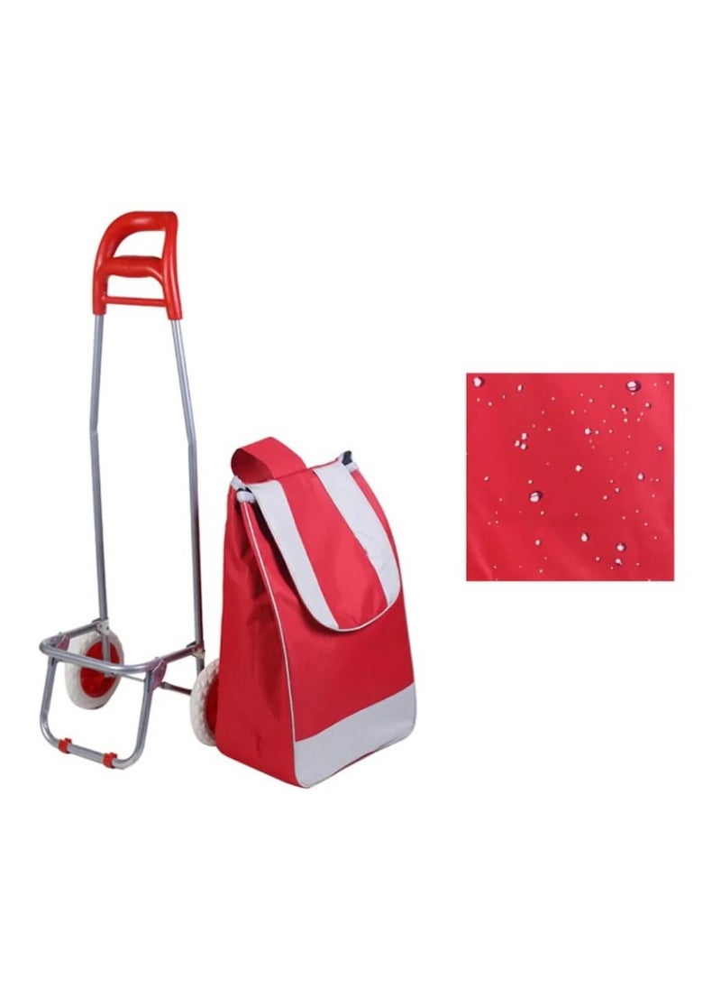 Trolley Eco-Friendly Shopping Cart Trolley Recycling Use Shipping Bag Portable Easy Folding Shopping Bag Red  - Image 5