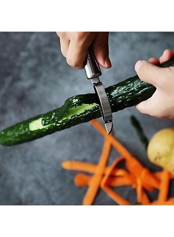 Top Chef 2-in-1 Kitchen Vegetable and Fruit Peeler Set, Stainless Steel, Julienne & Serrated Blades, Double-Edged Swivel Design for Bidirectional Peeling (Duo, 2 Pack) - Image 5