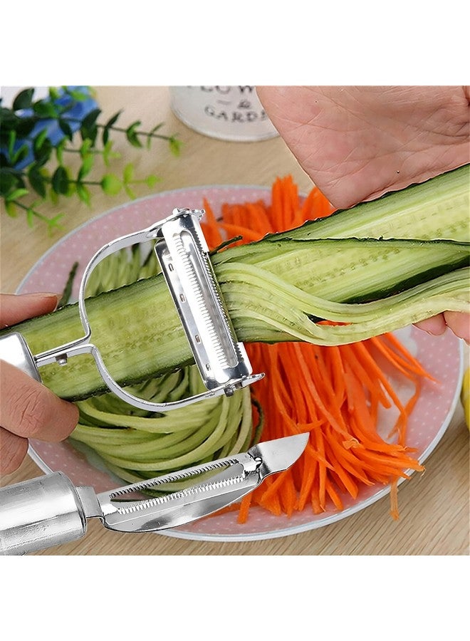 Top Chef 2-in-1 Kitchen Vegetable and Fruit Peeler Set, Stainless Steel, Julienne & Serrated Blades, Double-Edged Swivel Design for Bidirectional Peeling (Duo, 2 Pack) - Image 2