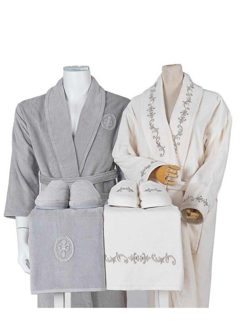 LAMA Home Tekstil Set Bath Robe Grey Vienna Double  - Image 1
