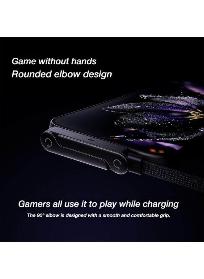 BASEMO Sideways Phone Charger, 2-in-1 Invisible Holder Charger Cable, 240w Fast Charging Cord with Built-in Phone Stand for Smartphones Tablets (C-C,1pcs) - Image 4