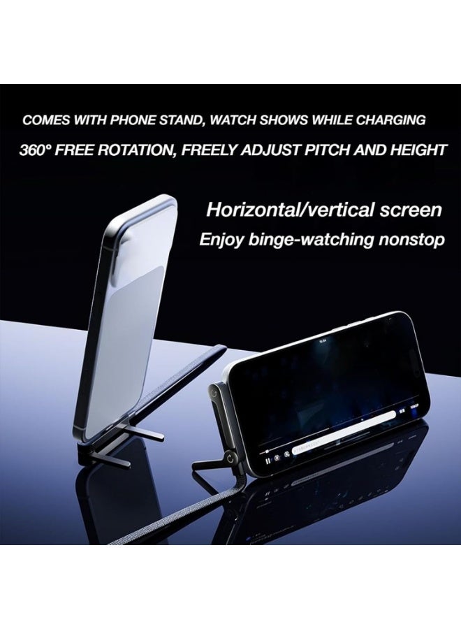 BASEMO Sideways Phone Charger, 2-in-1 Invisible Holder Charger Cable, 240w Fast Charging Cord with Built-in Phone Stand for Smartphones Tablets (C-C,1pcs) - Image 3