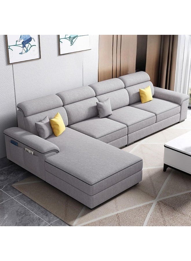 Poppins Home Modern Comfort: L-Shape Upholstered Chaise Sofa with Sleek Concealed Frame (Light Grey, Right)  - Image 1
