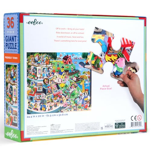 eeBoo 36 Piece Giant Floor Puzzle Friendly Town Childrens Puzzle Community Themed Large Pieces for Small Hands to Develop Motor Skills - Image 5