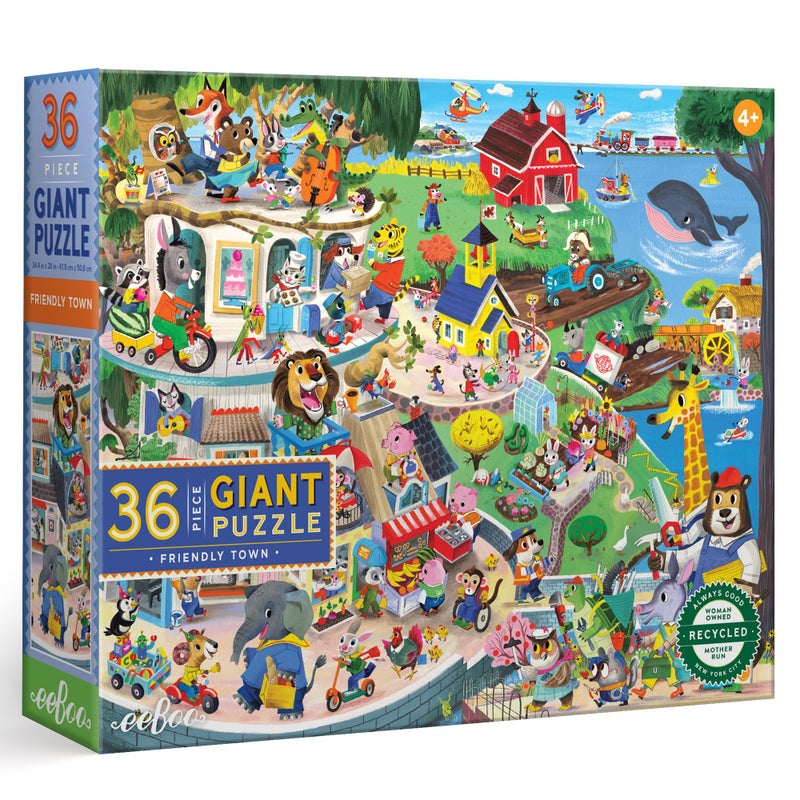 eeBoo 36 Piece Giant Floor Puzzle Friendly Town Childrens Puzzle Community Themed Large Pieces for Small Hands to Develop Motor Skills - Image 3