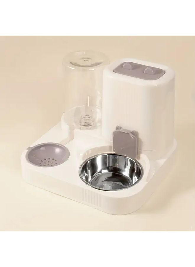 Automatic Cat Dog Feeder Waterer Advanced Gray Dry Wet Separation Stainless Steel Bowl - Image 1