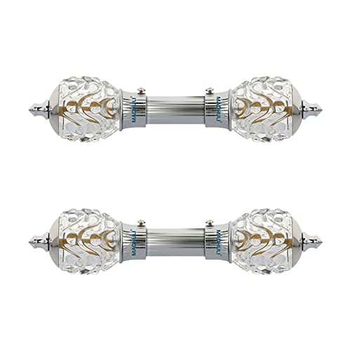 MADHULI Daimond Curtain Bracket, Crome Finish Crystal Curtain Bracket, Curtain Finial, Curtain Accessories, Curtain Bracket for Door/Window, Home Décor Curtain Bracket with Support 2 Pair - Image 4