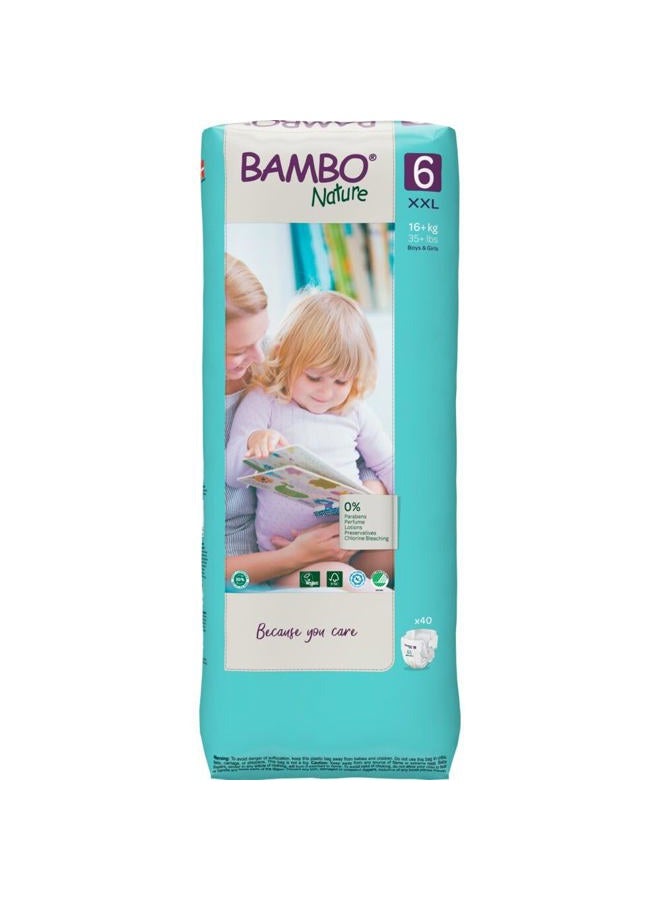 BAMBO NATURE حفاضات صديقة للبيئة حجم 6، 16+ كجم، (40 حفاضة) عبوة طويلة - Image 1