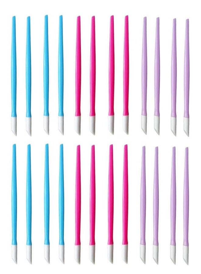 Erewa 24 Pcs Rubber Nail Cuticle Pusher Plastic Handle Rubber Tipped Nail Cuticle Cleaner Acrylic Nail Art Tool - Image 1