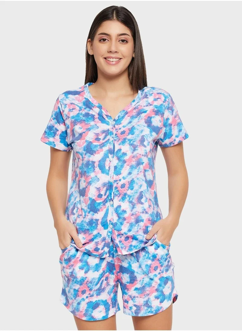 Printed Top & Shorts Set