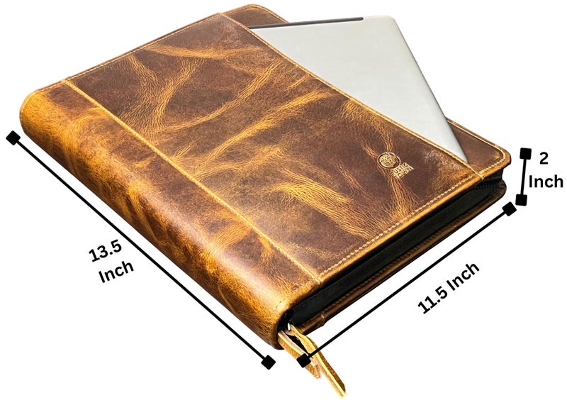 Rustic Town Leather Portfolio for Men - Full Grain Leather Padfolio Folder - Zipper Folio Documents Organizer - Professional Business Executive Gift for Men Women - Image 2