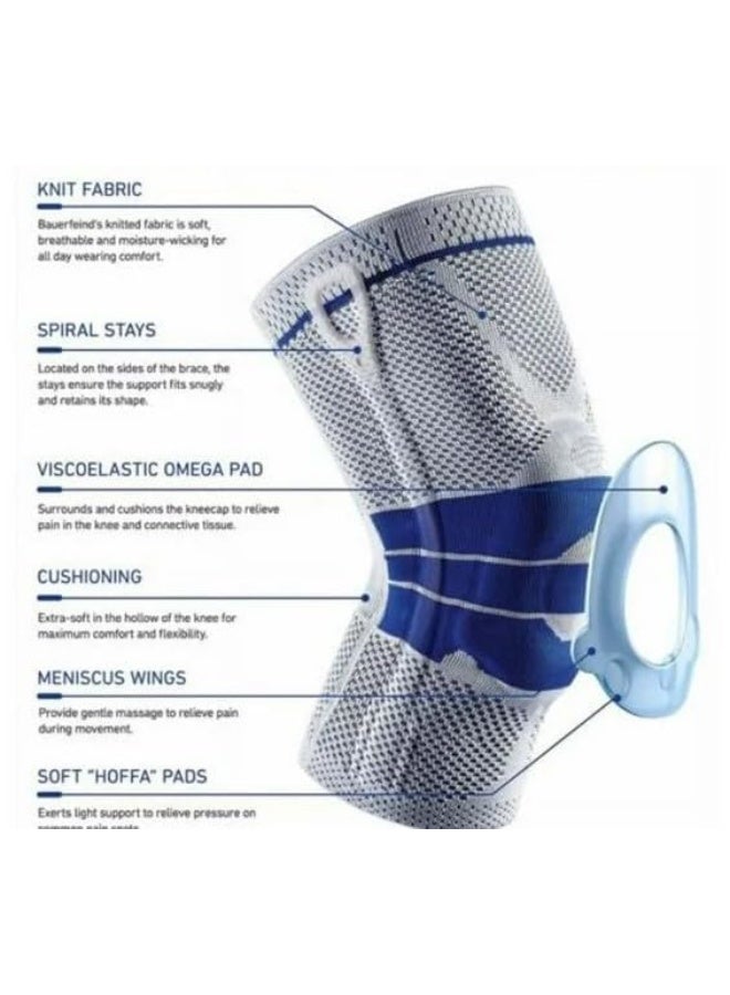 دعامة الرقبة الرياضية المتقدمة - لتخفيف آلام الركبة ودعم الأداء الرياضي - مزودة بـ حلقة سليكون داخلية ودعامات مرنة - للجري، السلة والجيم - رمادي - للرجال والنساء - مقاس: متوسط (M) - قطعة واحدة - Image 3