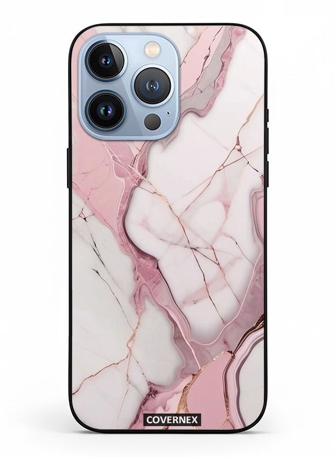 Covernex Apple iPhone 13 Pro Protective Case Cover Printed Featuring Rose Quartz Marble Texture - Image 2