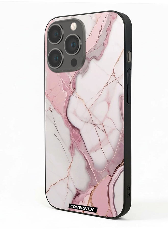 Covernex Apple iPhone 13 Pro Protective Case Cover Printed Featuring Rose Quartz Marble Texture - Image 1