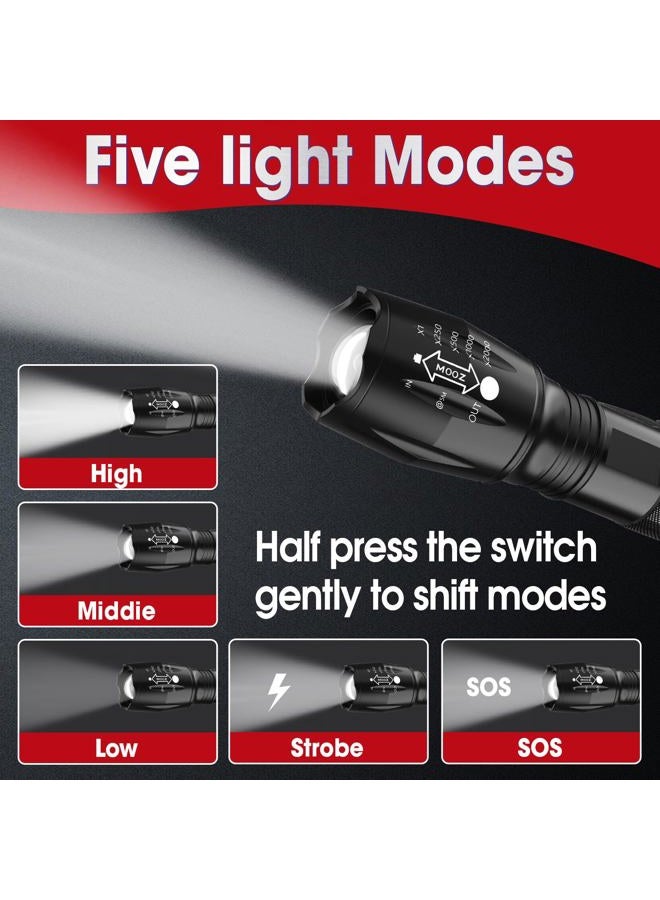 YesBes 7 Pack Flashlights High Lumens, Tactical Flashlight with 5 Modes, Waterproof Zoomable LED Flashlights for Home, Small Flashlight for Camping Home Emergencies, Hunting Camping Essentials - Image 4