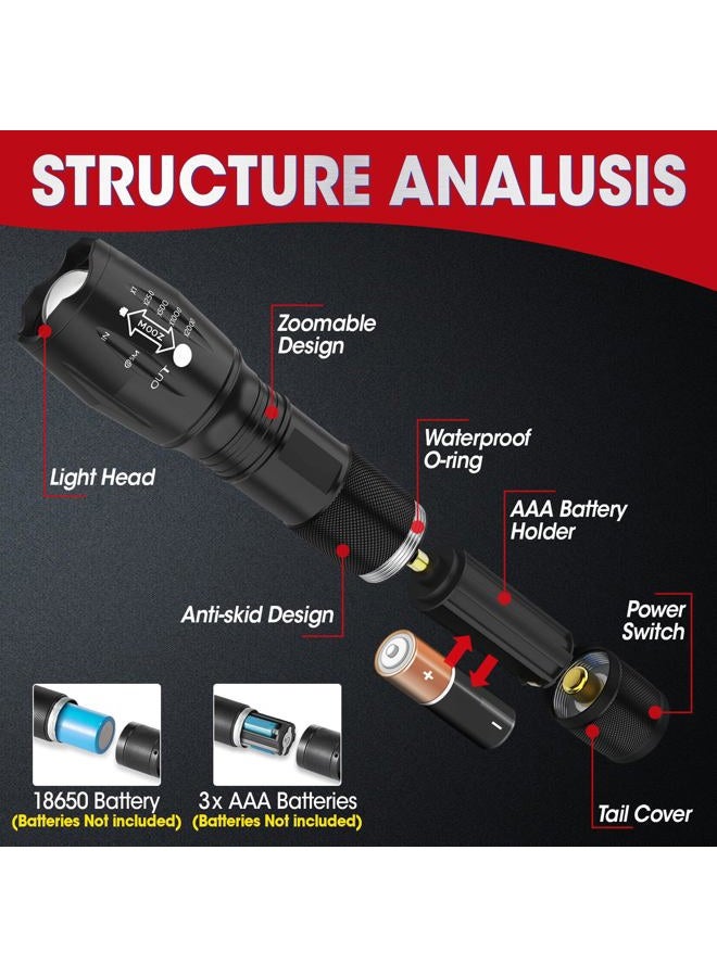 YesBes 7 Pack Flashlights High Lumens, Tactical Flashlight with 5 Modes, Waterproof Zoomable LED Flashlights for Home, Small Flashlight for Camping Home Emergencies, Hunting Camping Essentials - Image 2