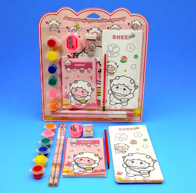 Tresneria Kids Art & Stationery Set with Watercolors, Sketch Pad, Notebook, Pencils, Sharpener & Eraser (Sheep, 3) - Image 5