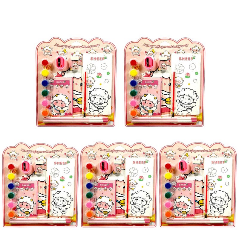 Tresneria Kids Art & Stationery Set with Watercolors, Sketch Pad, Notebook, Pencils, Sharpener & Eraser (Sheep, 3) - Image 1