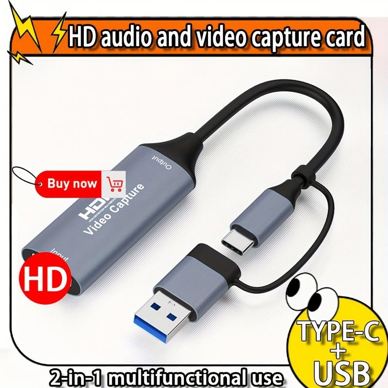 Dual Interface HD Audio Video Capture Card 4K USB C 1080P 60FPS Plug Play for Streaming Gaming - Image 1