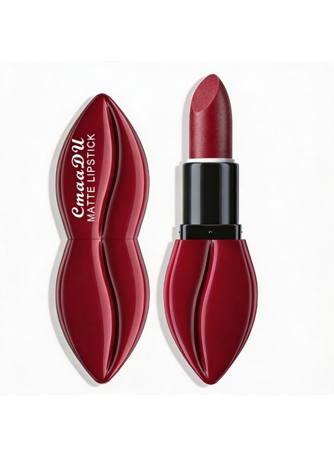 CmaaDu Matte Velvet Lipstick, 3.5g High-Pigment Lip Color, Waterproof & Smudge-Proof Cream Stick, Non-Drying Finish - #01 Deep Burgundy - Image 2