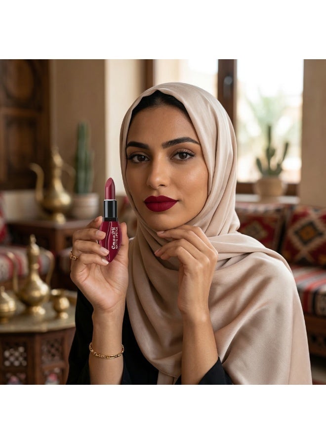 CmaaDu Matte Velvet Lipstick, 3.5g High-Pigment Lip Color, Waterproof & Smudge-Proof Cream Stick, Non-Drying Finish - #01 Deep Burgundy - Image 5
