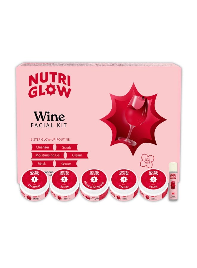 NutriGlow Wine Facial Kit for Glowing Skin For Women – 5-Step Skincare Routine for Radiant-Looking Skin, Helps Restore Skin’s Natural Nutrients and Improve Appearance of Pigmentation – Suitable for All Skin Types, 250g + 10ml - Image 2