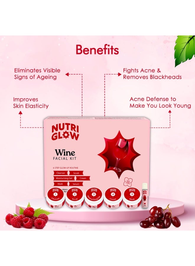 NutriGlow Wine Facial Kit for Glowing Skin For Women – 5-Step Skincare Routine for Radiant-Looking Skin, Helps Restore Skin’s Natural Nutrients and Improve Appearance of Pigmentation – Suitable for All Skin Types, 250g + 10ml - Image 4